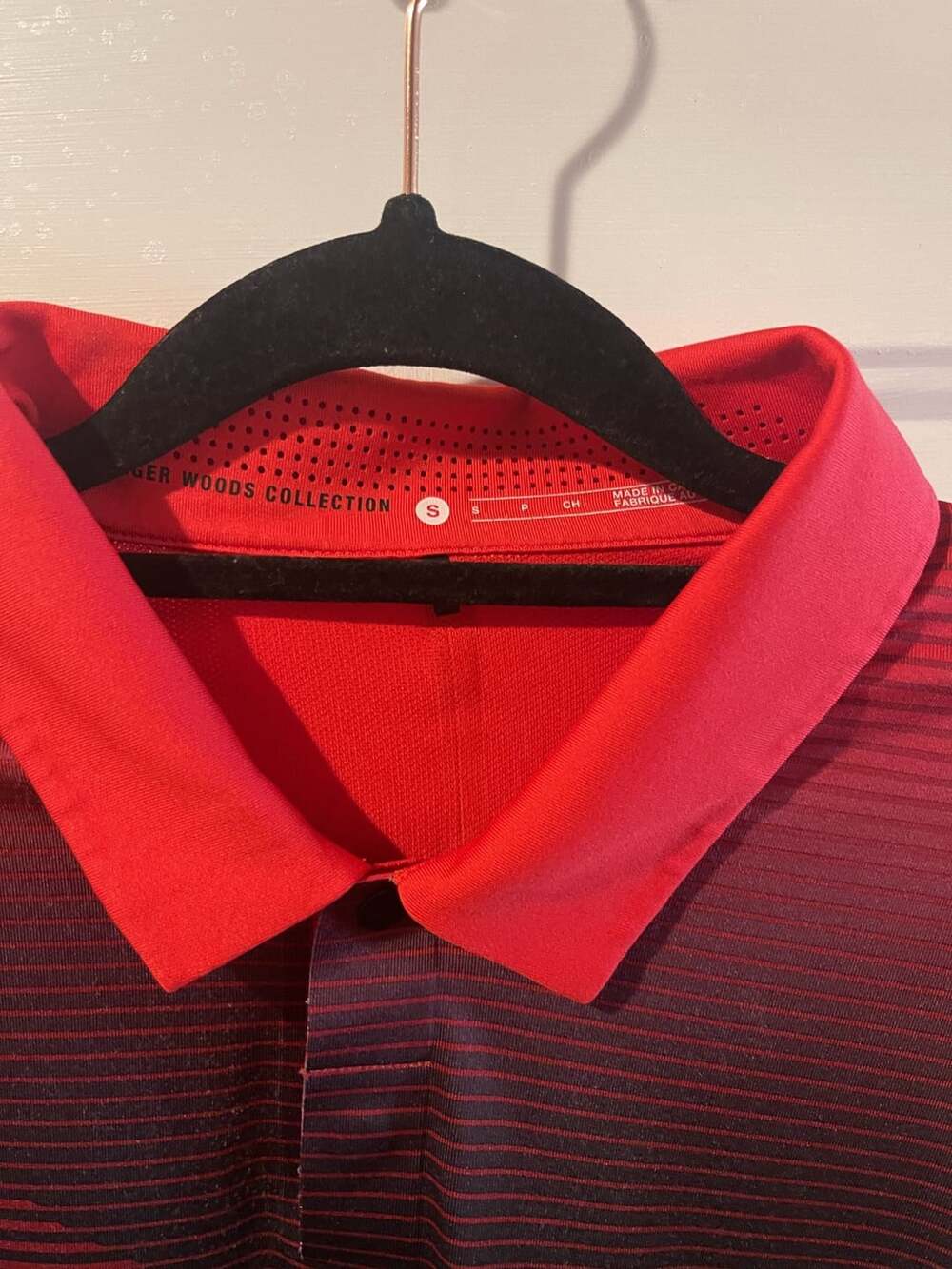Nike Tiger Woods Collection Polo Shirt Size S Red Striped Golf - Picture 3 of 7
